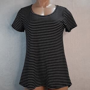 LuLaRoe Black & White Striped Simply Comfortable Top Size X-Small